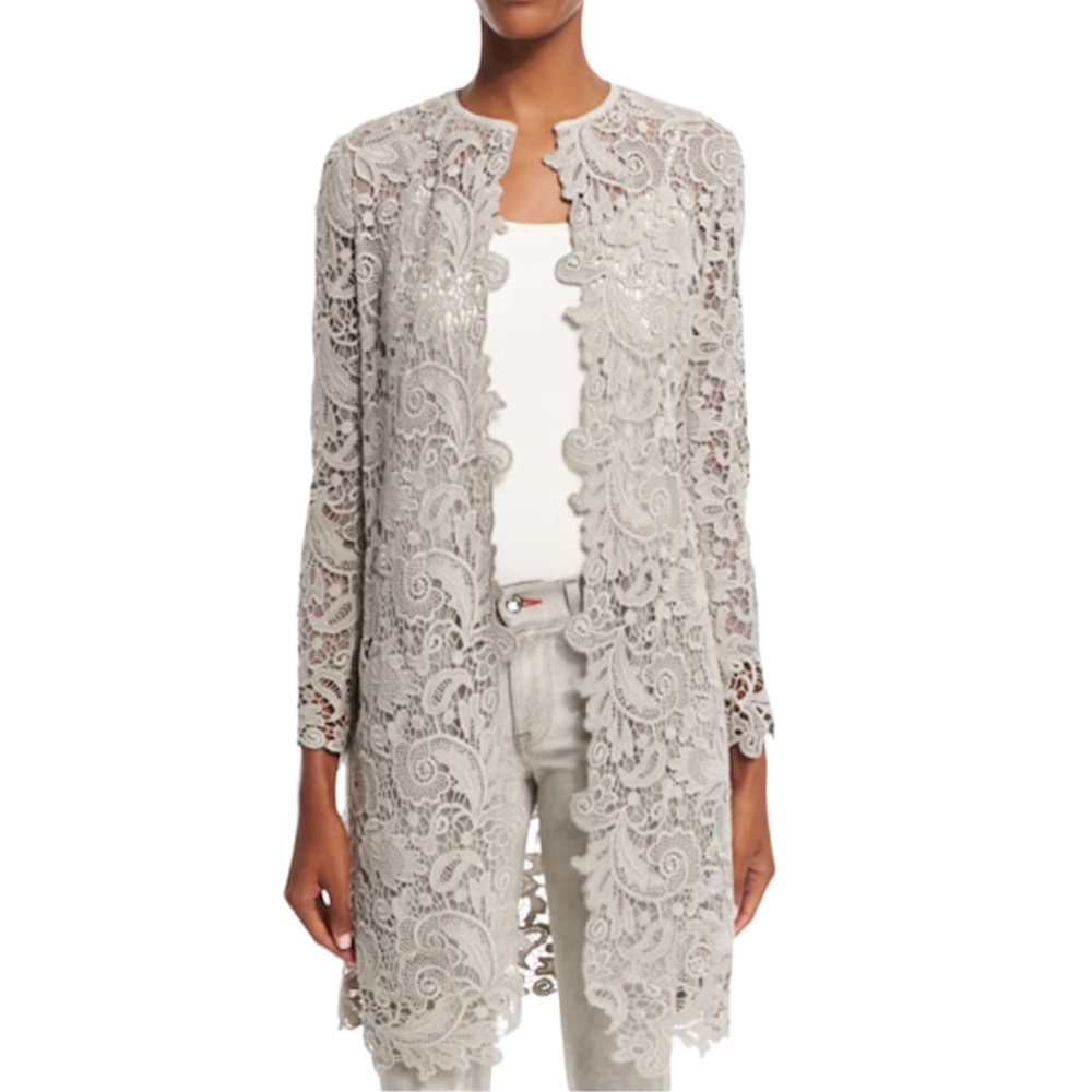 Ralph Lauren Black Label Thora Lace Duster Open Front Jacket